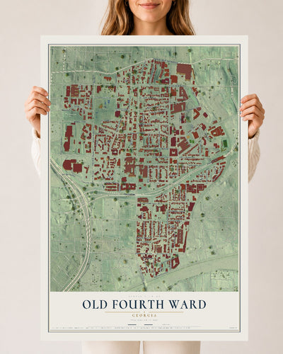Old Fourth Ward, Georgia map print, 24" x 36" Archival Matte Print mockup