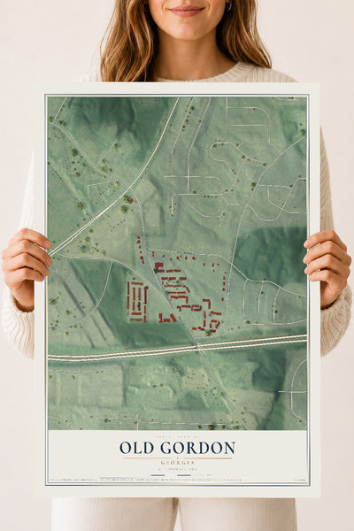 Old Gordon, Georgia map print, 18" x 24" Archival Matte Print mockup