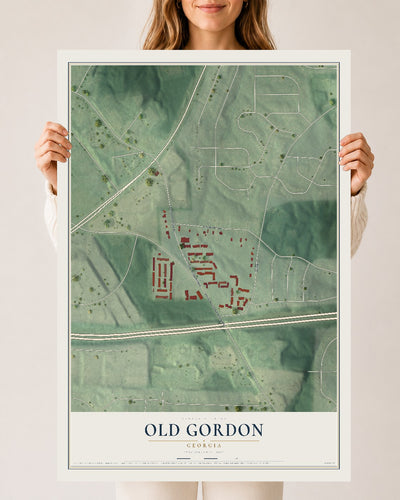 Old Gordon, Georgia map print, 24" x 36" Archival Matte Print mockup