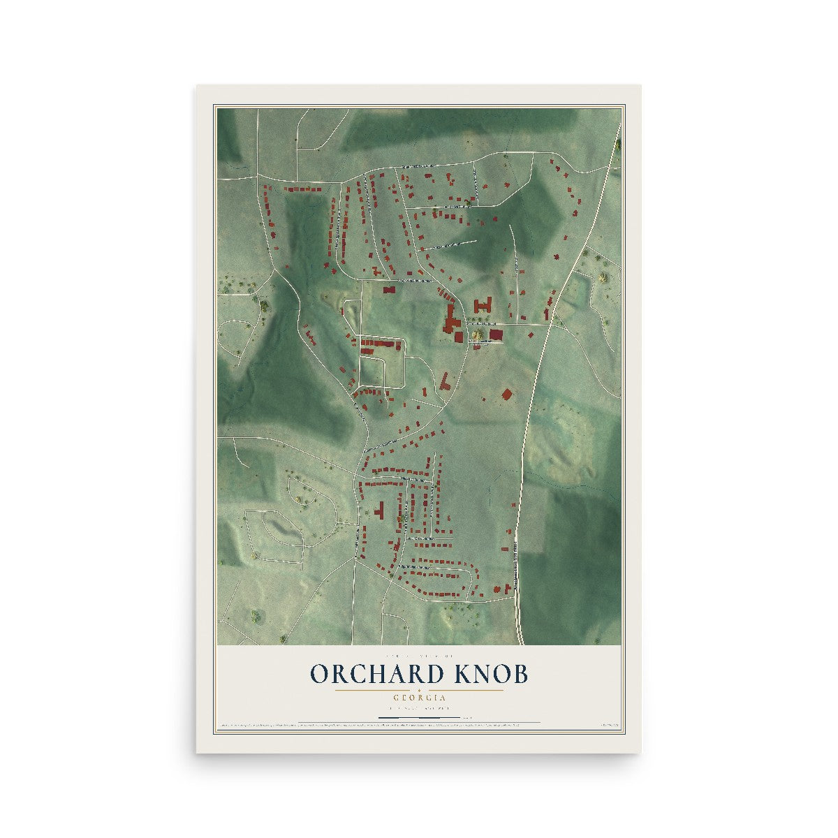 Orchard Knob, Georgia map print, 12" x 18" Archival Matte Print mockup
