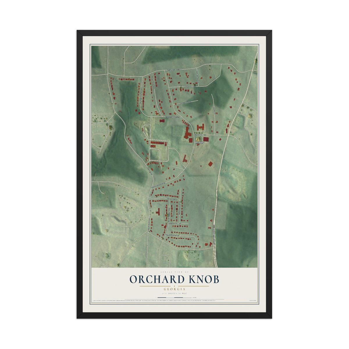 Orchard Knob, Georgia map print, 12" x 18" W/ Black Ayous Wood Frame mockup