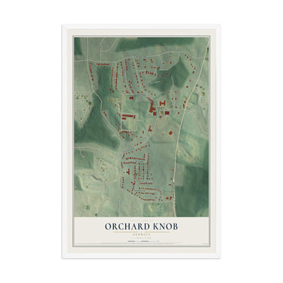 Orchard Knob, Georgia map print, 12" x 18" W/ White Ayous Wood Frame mockup