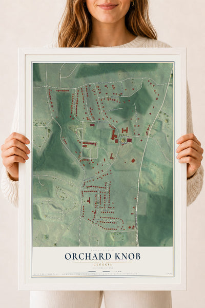 Orchard Knob, Georgia map print, 18" x 24" W/ White Ayous Wood Frame mockup