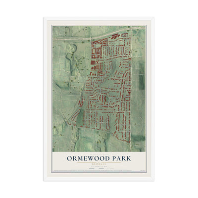 Ormewood Park, Georgia map print, 12" x 18" W/ White Ayous Wood Frame mockup