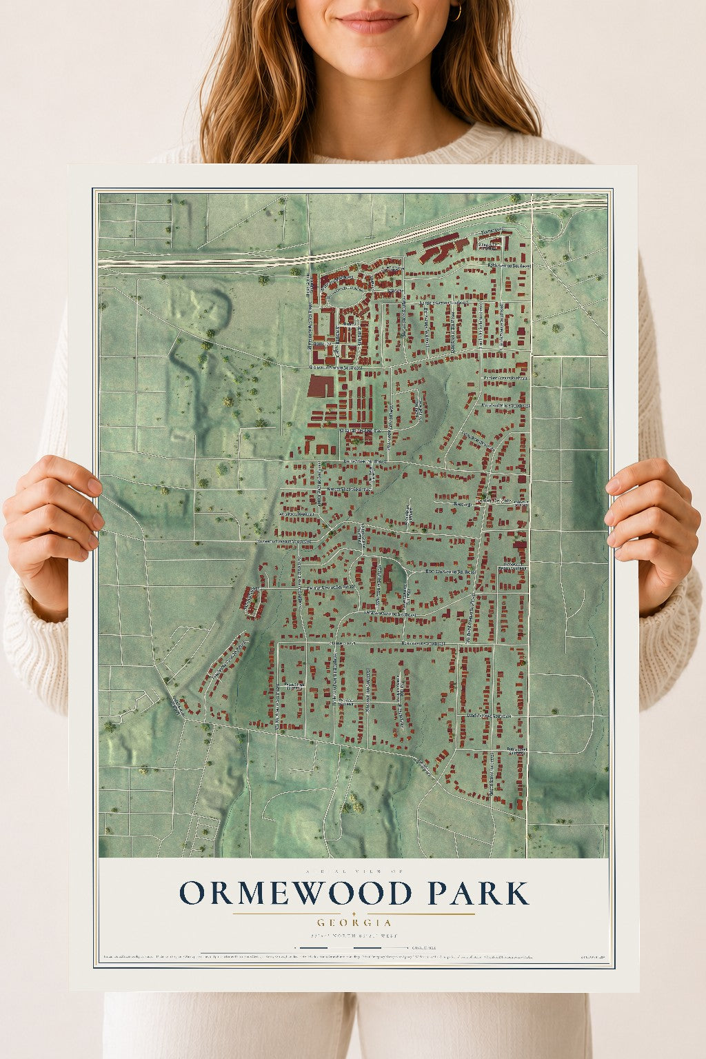 Ormewood Park, Georgia map print, 18" x 24" Archival Matte Print mockup
