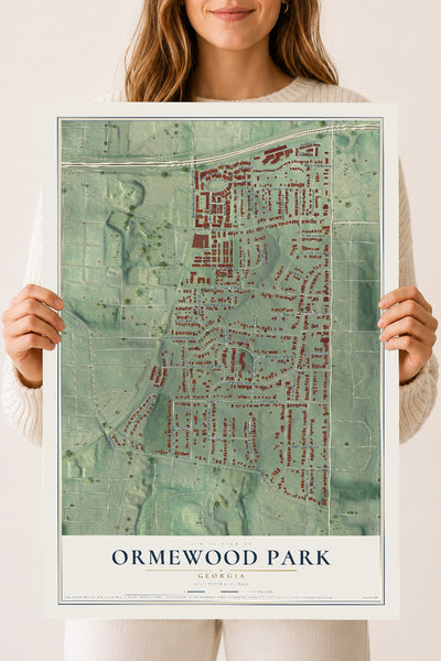 Ormewood Park, Georgia map print, 18" x 24" Archival Matte Print mockup