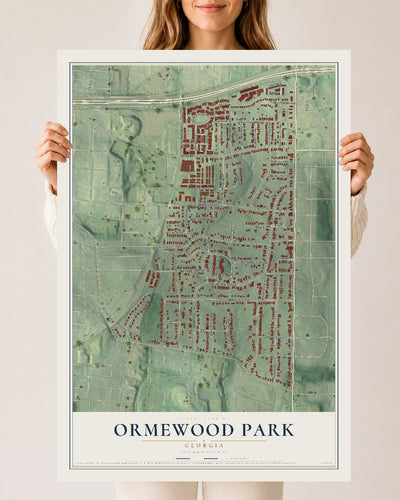 Ormewood Park, Georgia map print, 24" x 36" Archival Matte Print mockup