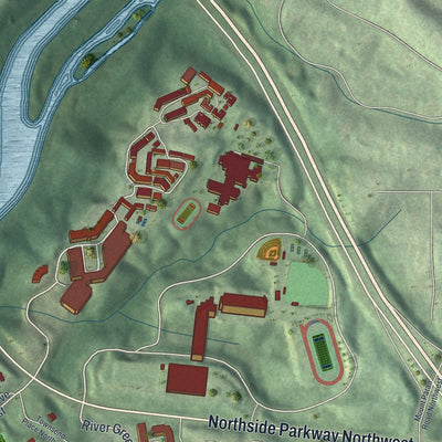 Close-up 1 of the Paces, Georgia map artwork