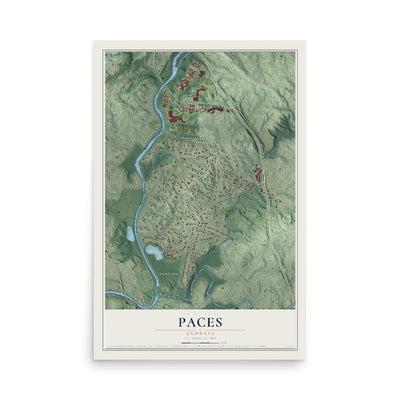 Paces, Georgia map print, 12" x 18" Archival Matte Print mockup