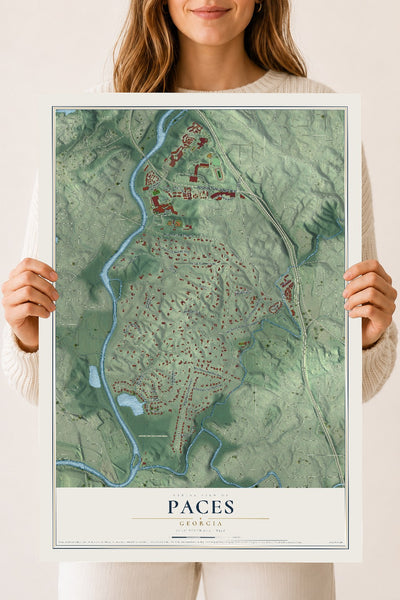 Paces, Georgia map print, 18" x 24" Archival Matte Print mockup