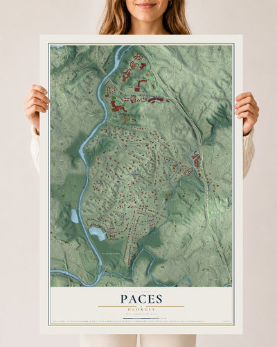 Paces, Georgia map print, 24" x 36" Archival Matte Print mockup