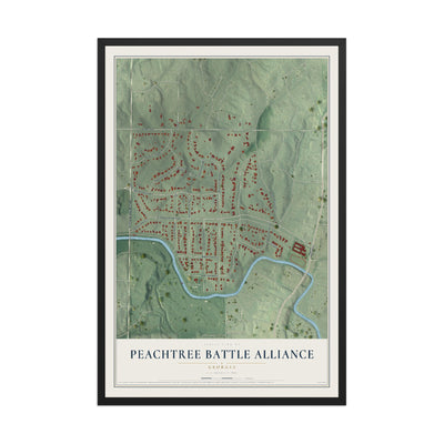 Peachtree Battle Alliance, Georgia map print, 12" x 18" W/ Black Ayous Wood Frame mockup