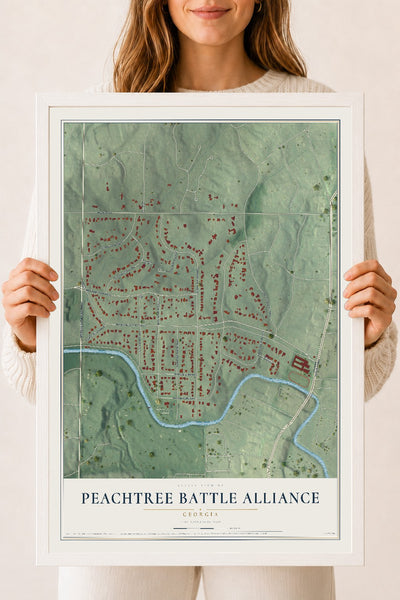 Peachtree Battle Alliance, Georgia map print, 18" x 24" W/ White Ayous Wood Frame mockup