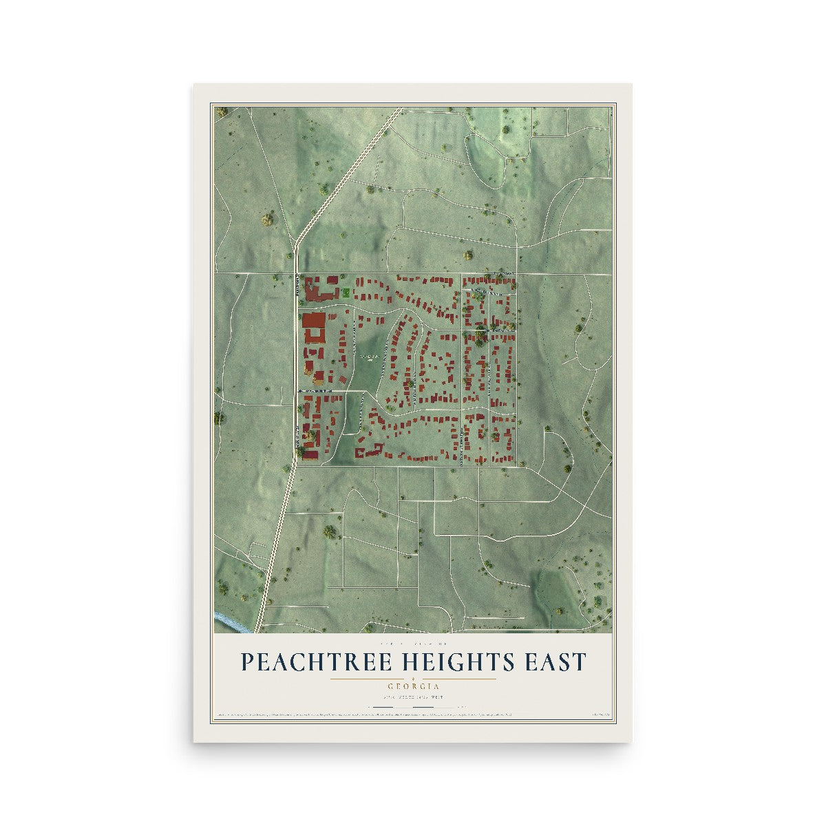 Peachtree Heights East, Georgia map print, 12" x 18" Archival Matte Print mockup