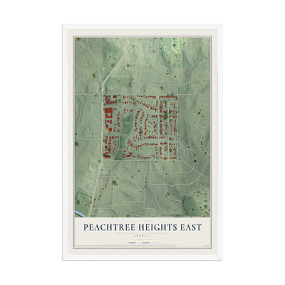 Peachtree Heights East, Georgia map print, 12" x 18" W/ White Ayous Wood Frame mockup