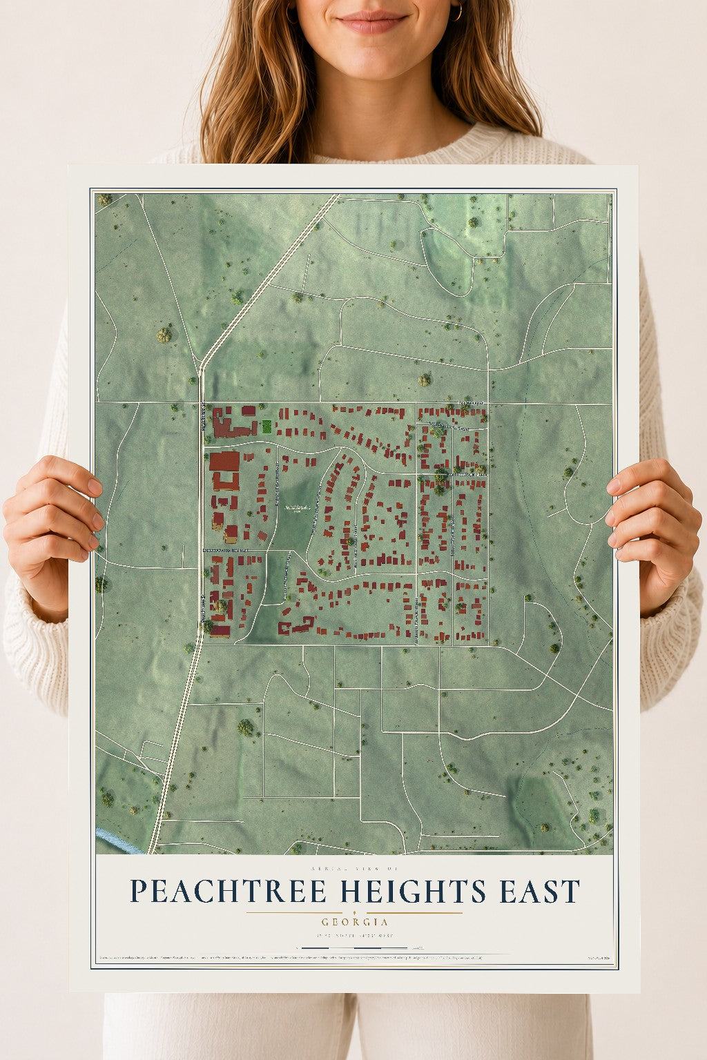 Peachtree Heights East, Georgia map print, 18" x 24" Archival Matte Print mockup