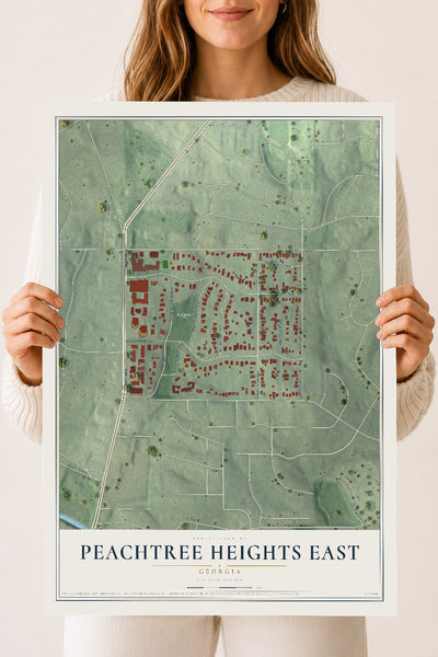 Peachtree Heights East, Georgia map print, 18" x 24" Archival Matte Print mockup