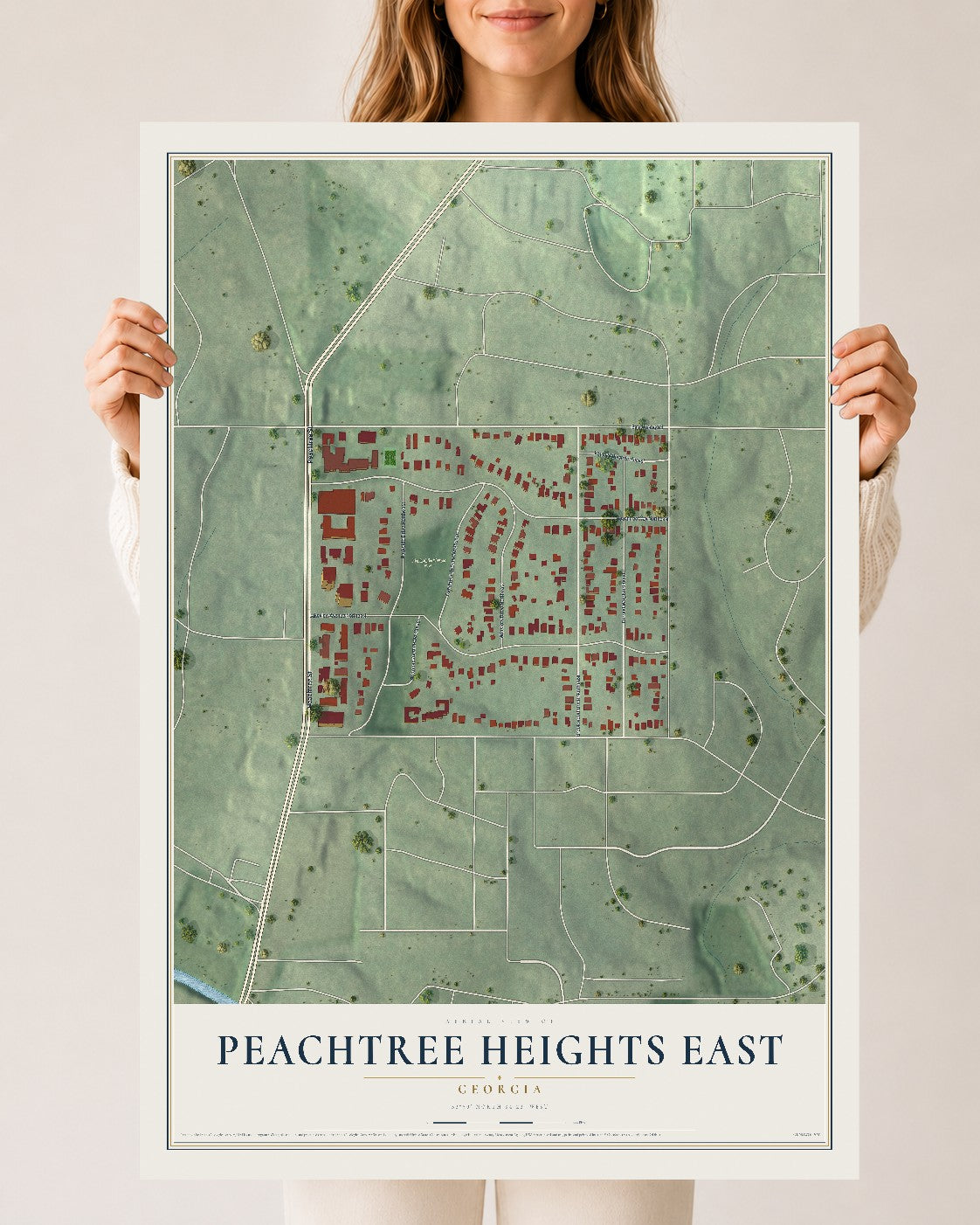 Peachtree Heights East, Georgia map print, 24" x 36" Archival Matte Print mockup