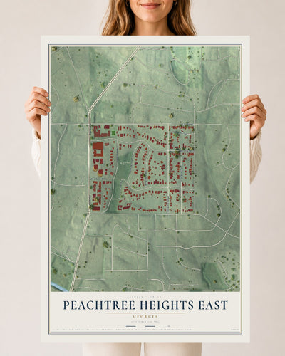 Peachtree Heights East, Georgia map print, 24" x 36" Archival Matte Print mockup
