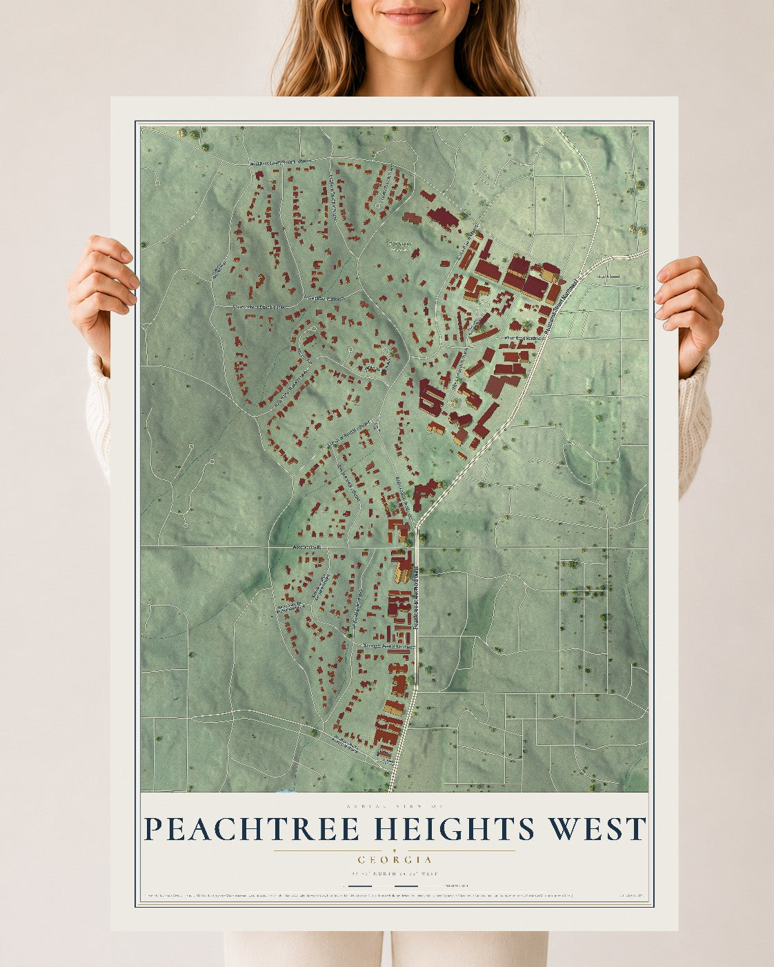 Peachtree Heights West, Georgia map print, 24" x 36" Archival Matte Print mockup