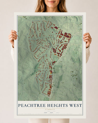 Peachtree Heights West, Georgia map print, 24" x 36" Archival Matte Print mockup