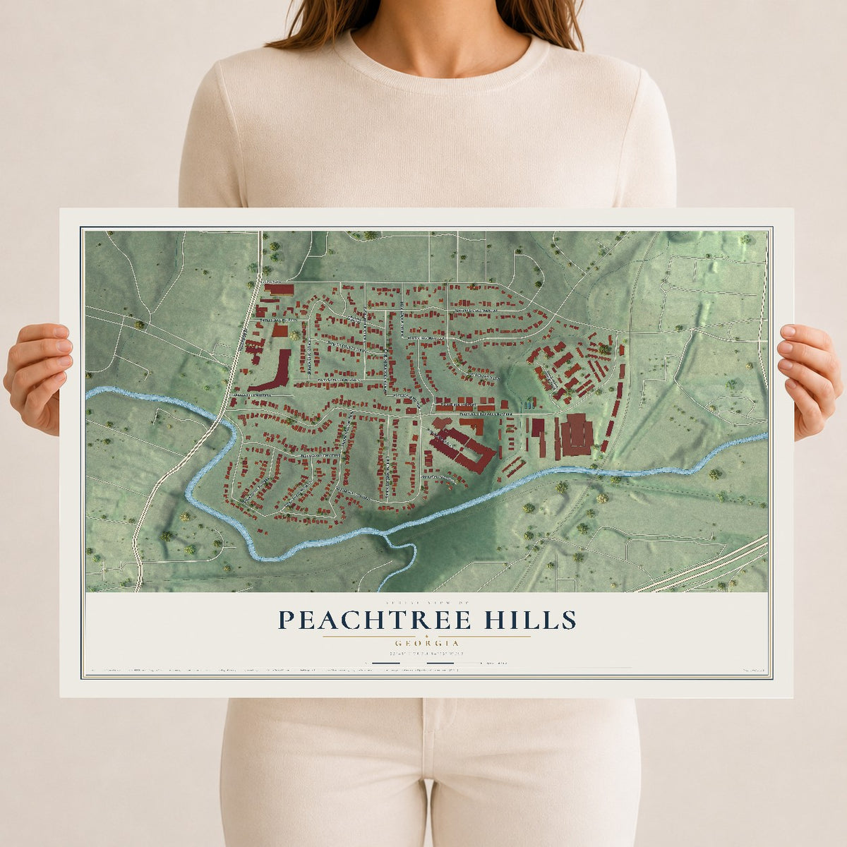 Peachtree Hills, Georgia map print, 12" x 18" Archival Matte Print mockup