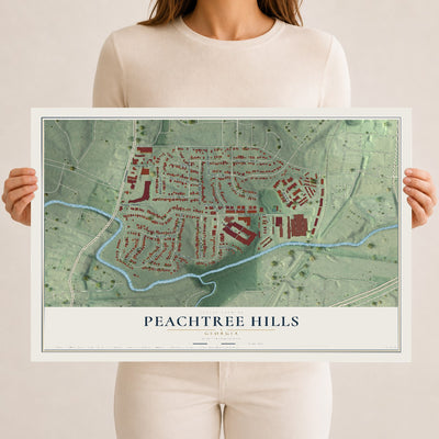 Peachtree Hills, Georgia map print, 12" x 18" Archival Matte Print mockup