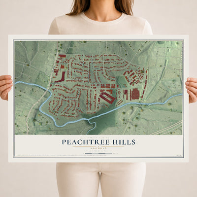 Peachtree Hills, Georgia map print, 18" x 24" Archival Matte Print mockup