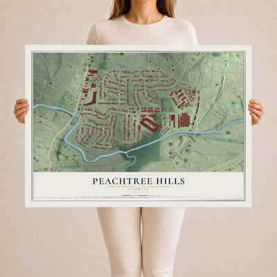Peachtree Hills, Georgia map print, 24" x 36" Archival Matte Print mockup