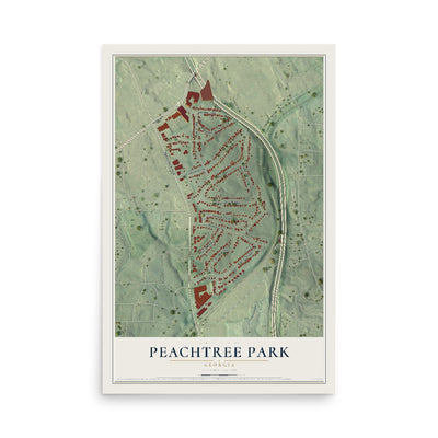 Peachtree Park, Georgia map print, 12" x 18" Archival Matte Print mockup