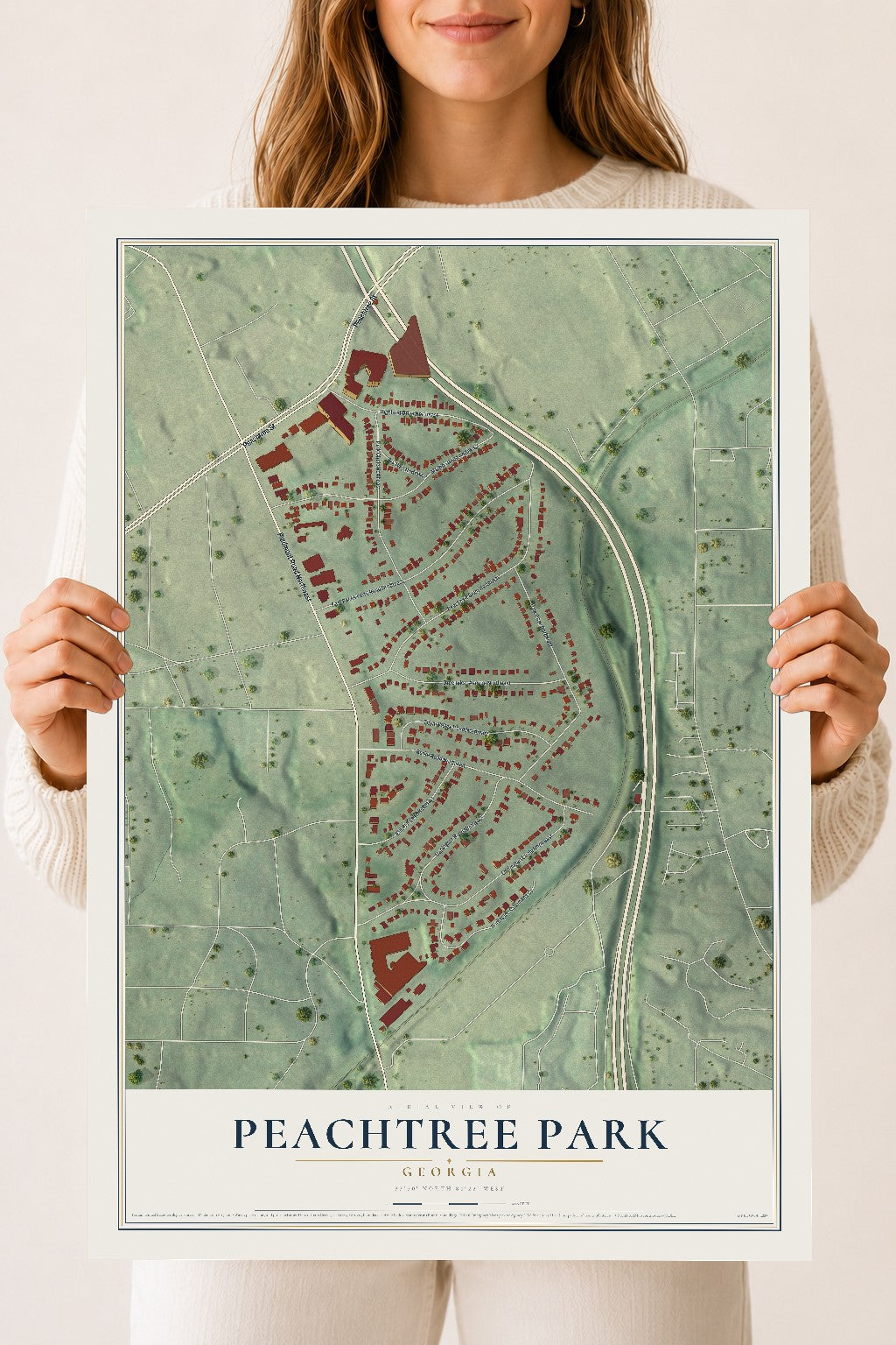 Peachtree Park, Georgia map print, 18" x 24" Archival Matte Print mockup
