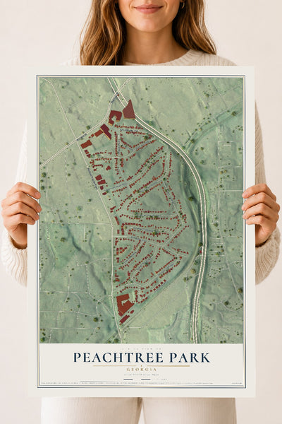 Peachtree Park, Georgia map print, 18" x 24" Archival Matte Print mockup