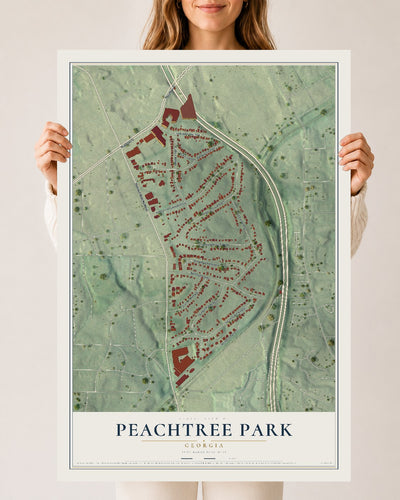 Peachtree Park, Georgia map print, 24" x 36" Archival Matte Print mockup