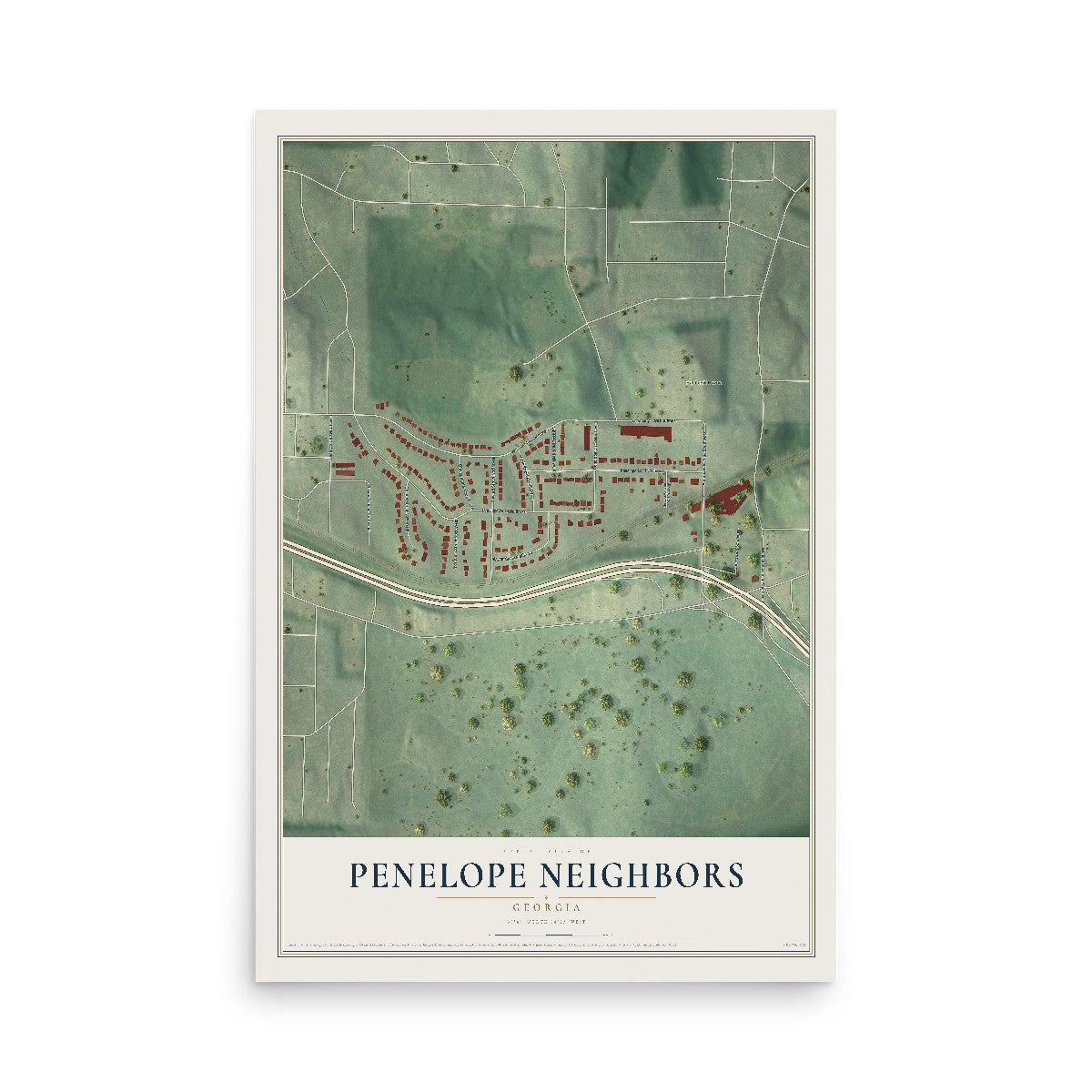 Penelope Neighbors, Georgia map print, 12" x 18" Archival Matte Print mockup