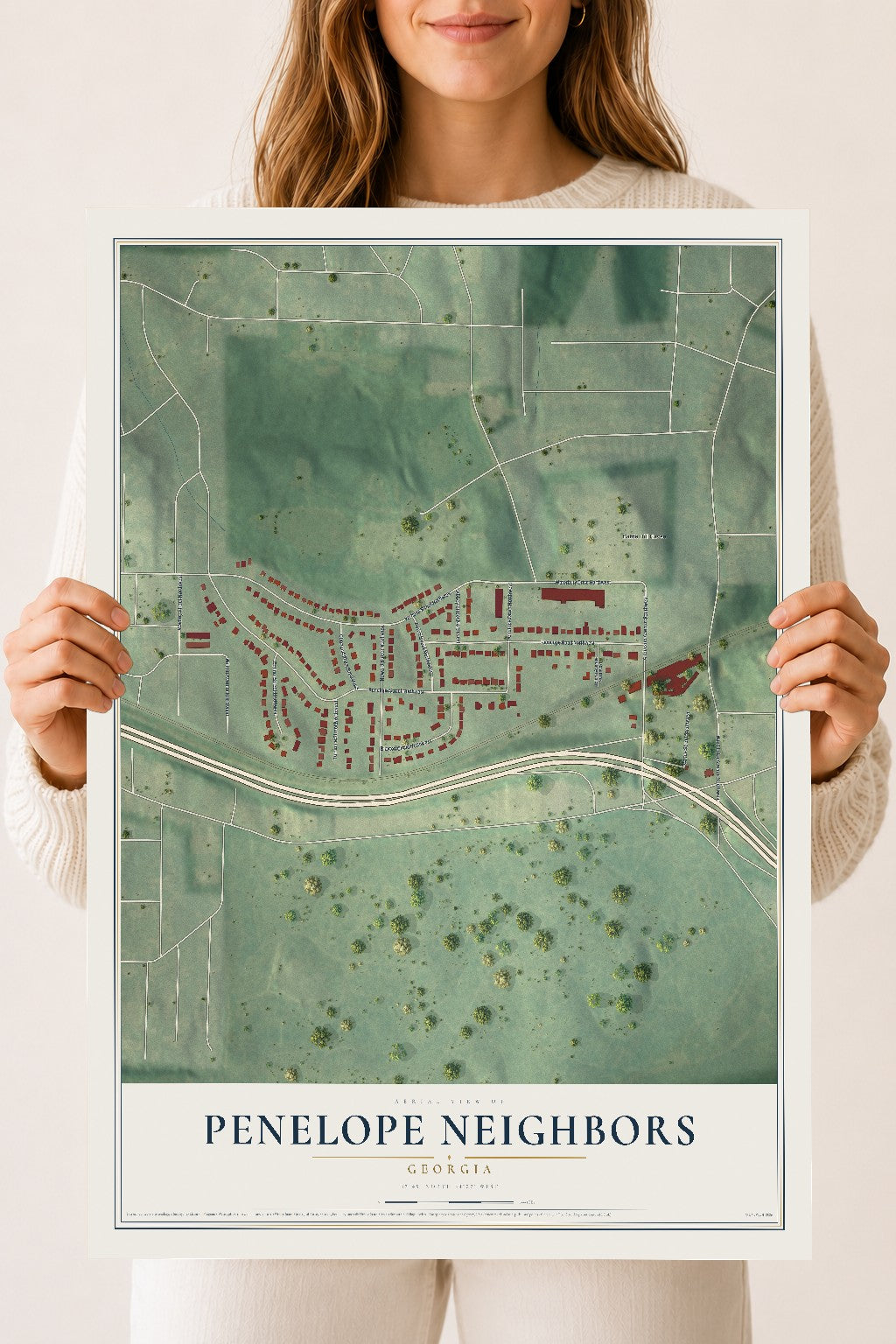 Penelope Neighbors, Georgia map print, 18" x 24" Archival Matte Print mockup