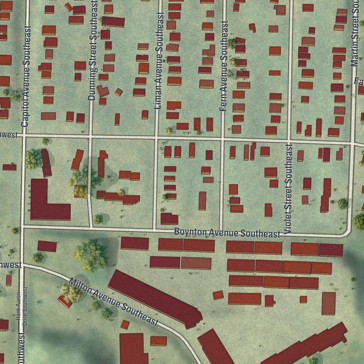 Close-up 1 of the Peoplestown, Georgia map artwork
