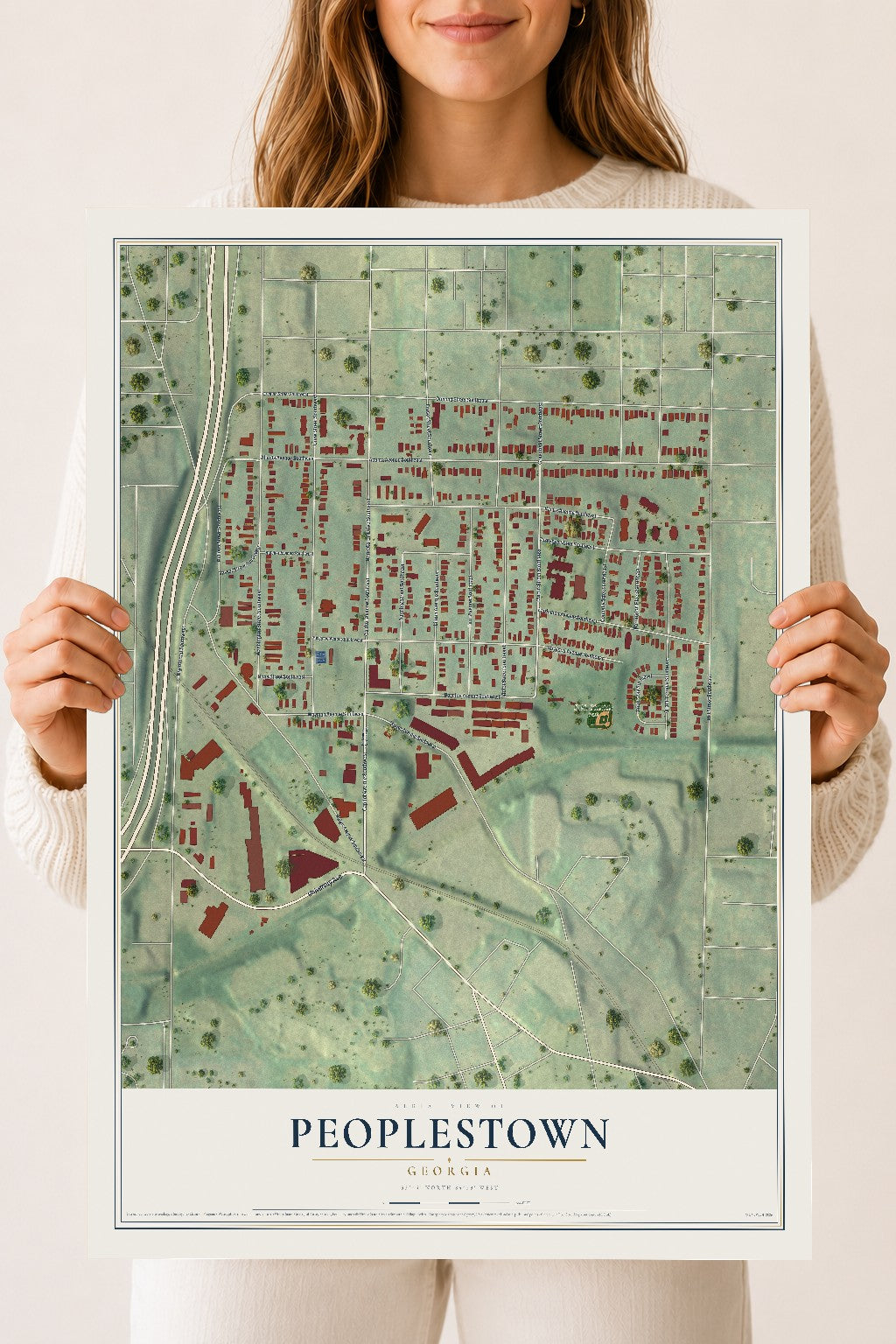 Peoplestown, Georgia map print, 18" x 24" Archival Matte Print mockup
