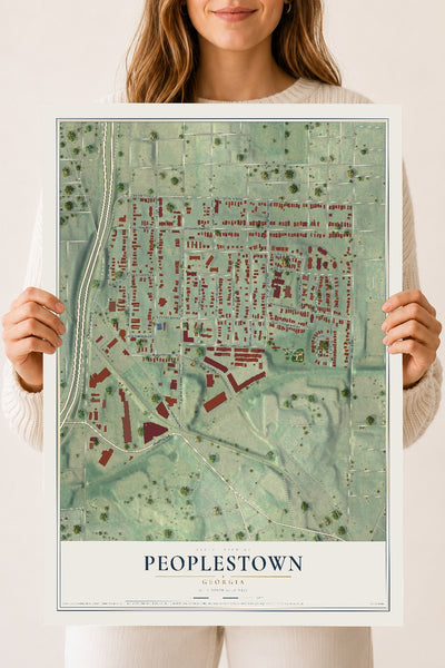 Peoplestown, Georgia map print, 18" x 24" Archival Matte Print mockup