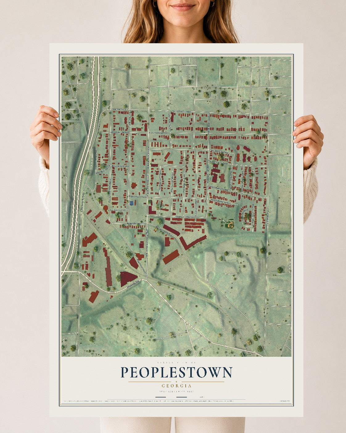 Peoplestown, Georgia map print, 24" x 36" Archival Matte Print mockup