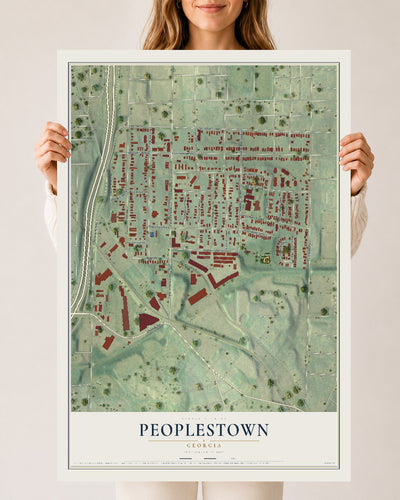 Peoplestown, Georgia map print, 24" x 36" Archival Matte Print mockup