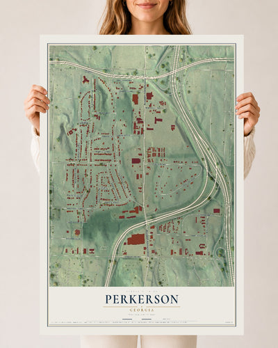 Perkerson, Georgia map print, 24" x 36" Archival Matte Print mockup