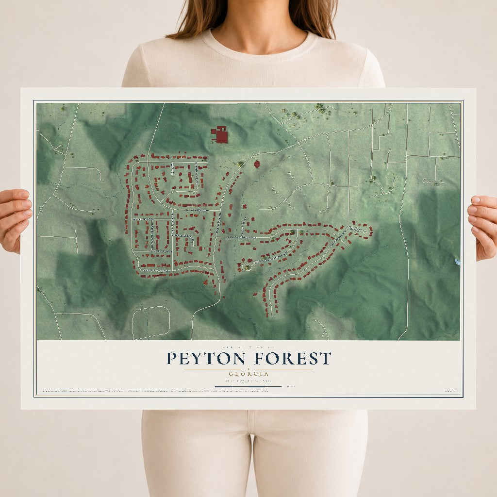 Peyton Forest, Georgia map print, 18" x 24" Archival Matte Print mockup