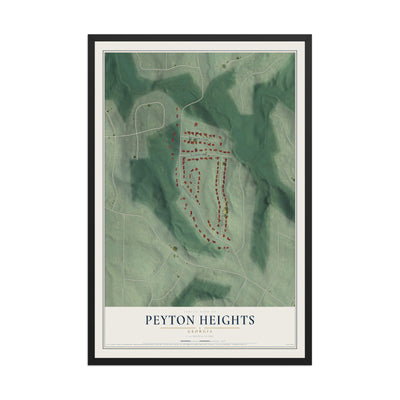 Peyton Heights, Georgia map print, 12" x 18" W/ Black Ayous Wood Frame mockup
