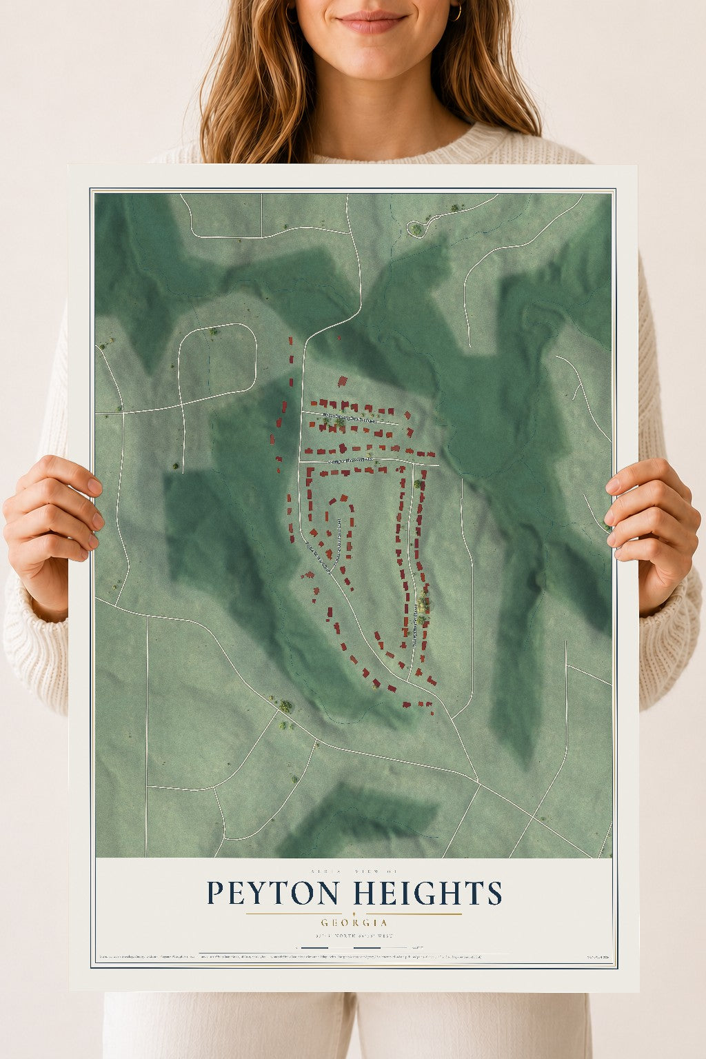 Peyton Heights, Georgia map print, 18" x 24" Archival Matte Print mockup