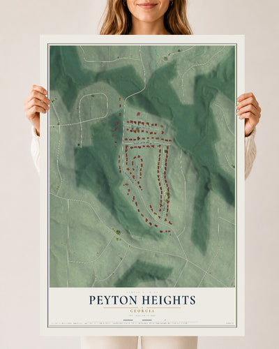 Peyton Heights, Georgia map print, 24" x 36" Archival Matte Print mockup
