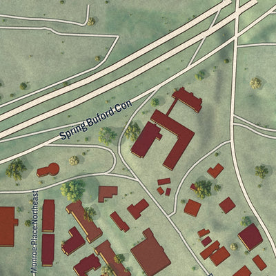 Close-up 1 of the Piedmont Heights, Georgia map artwork