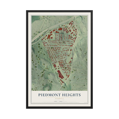 Piedmont Heights, Georgia map print, 12" x 18" W/ Black Ayous Wood Frame mockup