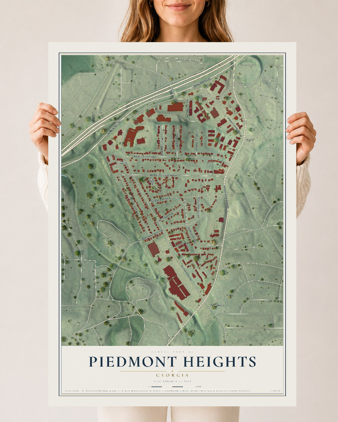 Piedmont Heights, Georgia map print, 24" x 36" Archival Matte Print mockup