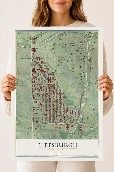 Pittsburgh, Georgia map print, 18" x 24" Archival Matte Print mockup