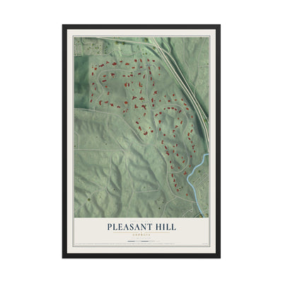 Pleasant Hill, Georgia map print, 12" x 18" W/ Black Ayous Wood Frame mockup